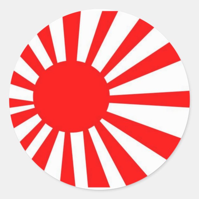 Pegatina Redonda Bandera del Sol Naciente Japonés (Anverso)