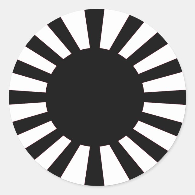 Pegatina Redonda Bandera del Sol Naciente Japonés (Anverso)