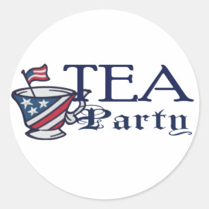 Pegatina Redonda Bandera del té: parodia política