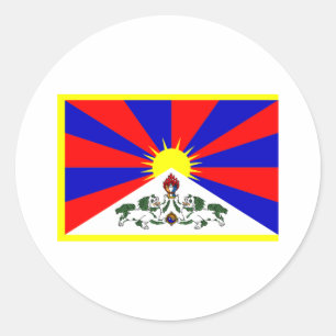Pegatina Redonda Bandera del Tíbet