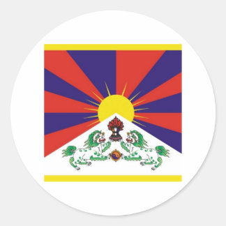 Pegatina Redonda Bandera del Tíbet