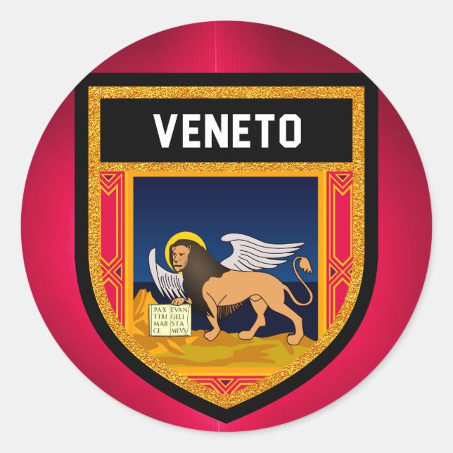 Pegatina Redonda Bandera del Veneto (Anverso)