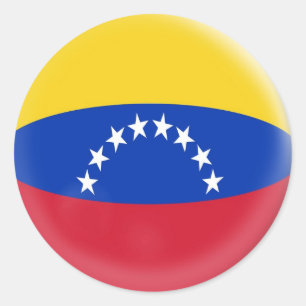 Pegatina Redonda bandera del venezolano de Venezuela de 20 pequeña
