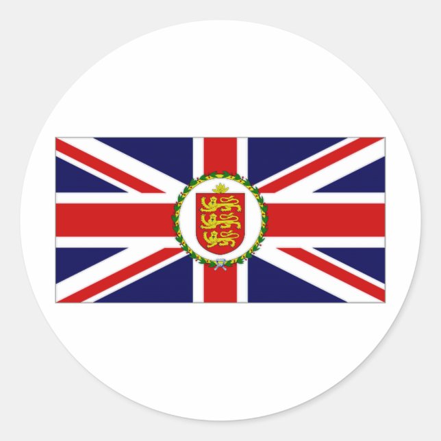 Pegatina Redonda Bandera del Vicegobernador de Guernsey (Anverso)