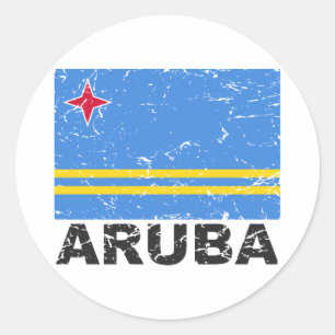 Pegatina Redonda Bandera del vintage de Aruba