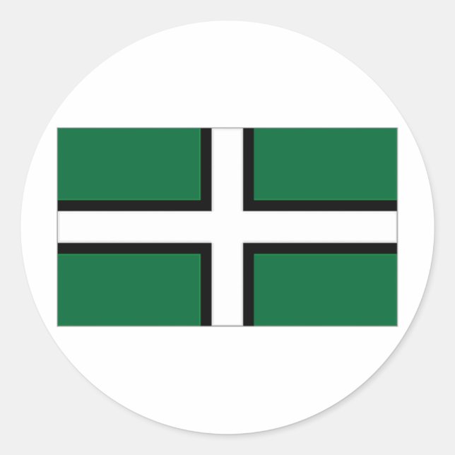 Pegatina Redonda Bandera Devon del Reino Unido (Anverso)