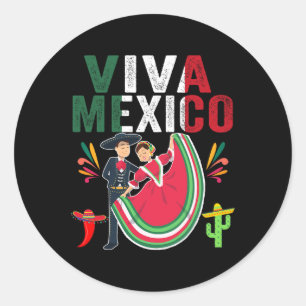 Pegatina Redonda Bandera Día de la Independencia de México Hombres