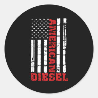 Pegatina Redonda Bandera Diesel Americana Camión Turbo Brothers