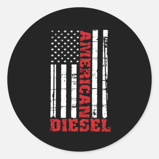 Pegatina Redonda Bandera Diesel Americana Camión Turbo Brothers (Anverso)