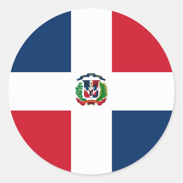 Pegatina Redonda Bandera dominicana (Anverso)