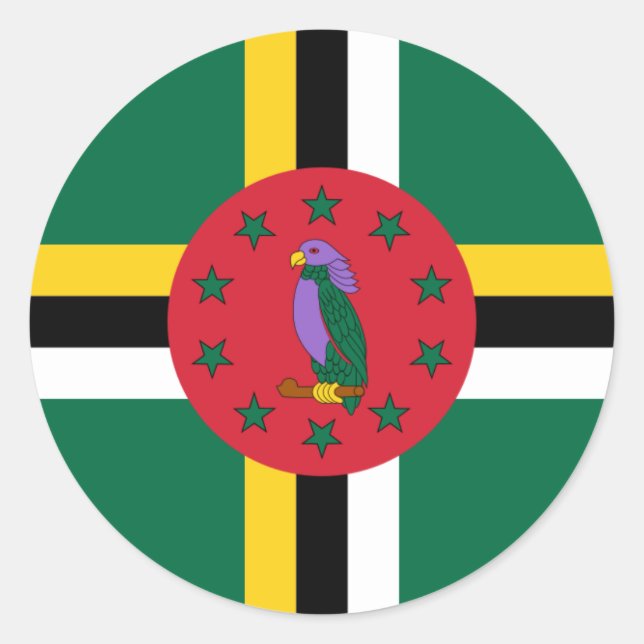 Pegatina Redonda Bandera dominicana, Bandera de Dominica (Anverso)