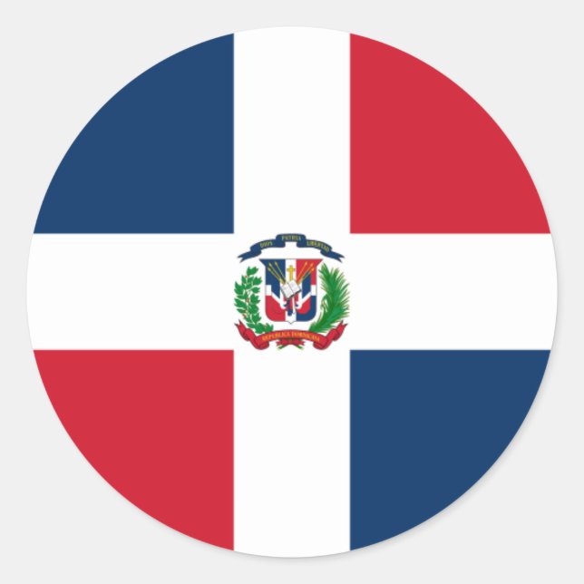 Pegatina Redonda Bandera dominicana, Bandera de República Dominican (Anverso)
