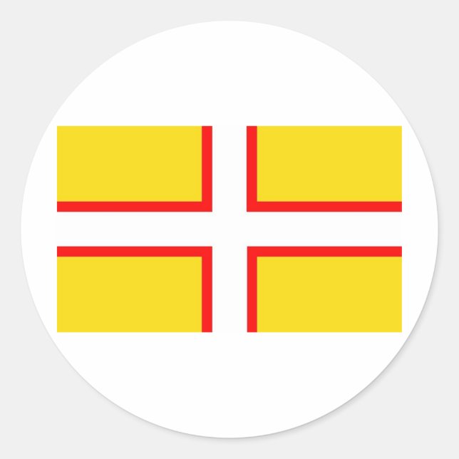 Pegatina Redonda Bandera Dorset (Anverso)