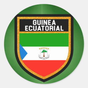 Pegatina Redonda Bandera Ecuatorial de Guinea
