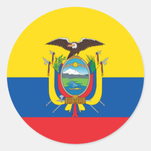 Pegatina Redonda Bandera ecuatoriana, bandera de Ecuador