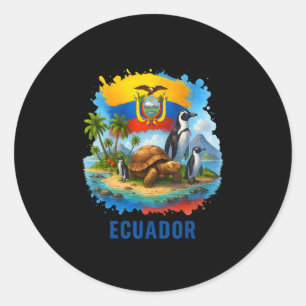 Pegatina Redonda Bandera ecuatoriana Ecuador Islas Galápagos Vacaci
