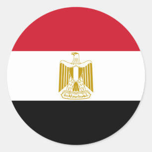Pegatina Redonda Bandera egipcia, bandera de Egipto