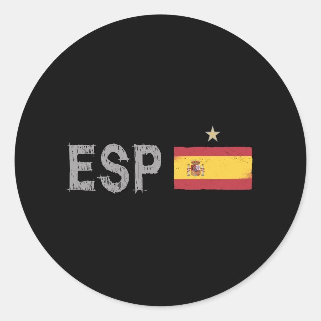 Pegatina Redonda Bandera española de hincha de fútbol de España (Anverso)