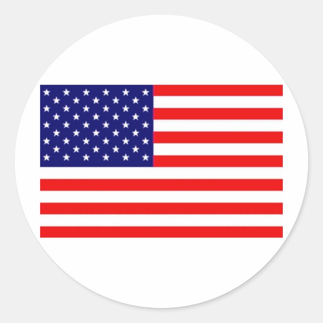 Pegatina Redonda Bandera estadounidense (Anverso)