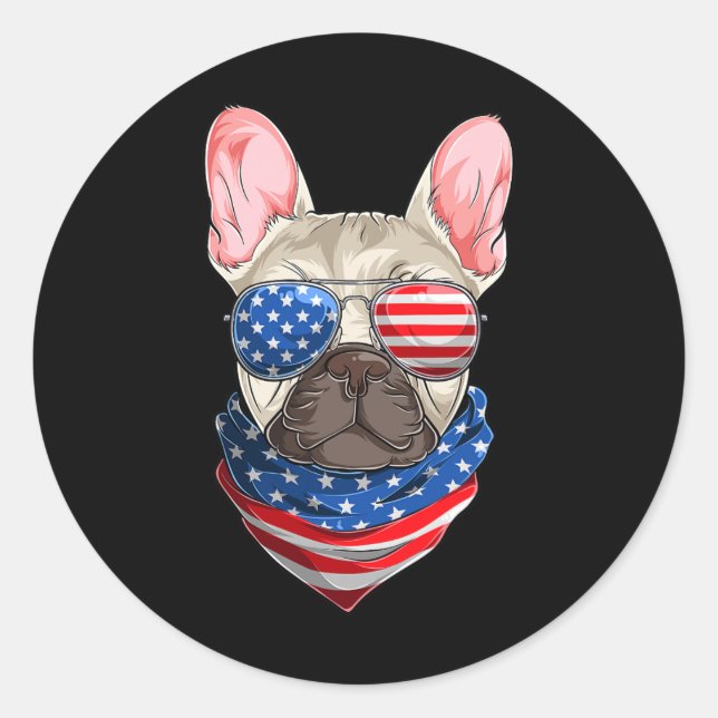 Pegatina Redonda Bandera estadounidense (Anverso)