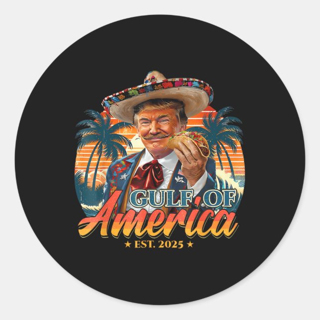 Pegatina Redonda Bandera Estadounidense 2025 Del Golfo Retro De Est (Anverso)