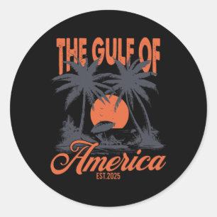 Pegatina Redonda Bandera Estadounidense 2025 Del Golfo Retro De Est