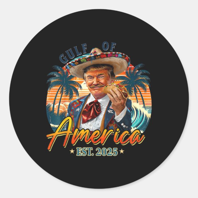 Pegatina Redonda Bandera Estadounidense 2025 Del Golfo Retro De Est (Anverso)