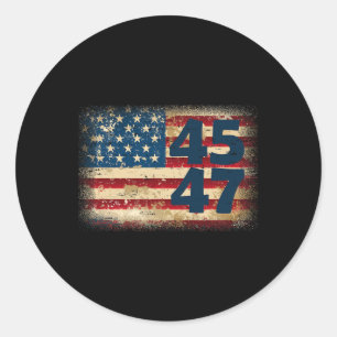 Pegatina Redonda Bandera estadounidense 45 47 Donald Trump 2024