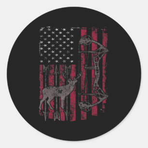 Pegatina Redonda Bandera estadounidense abatida cacería de peces an