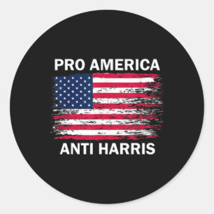 Pegatina Redonda Bandera estadounidense anti Kamala Kamala Harris A