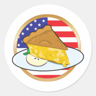 Pegatina Redonda Bandera estadounidense Apple Pie