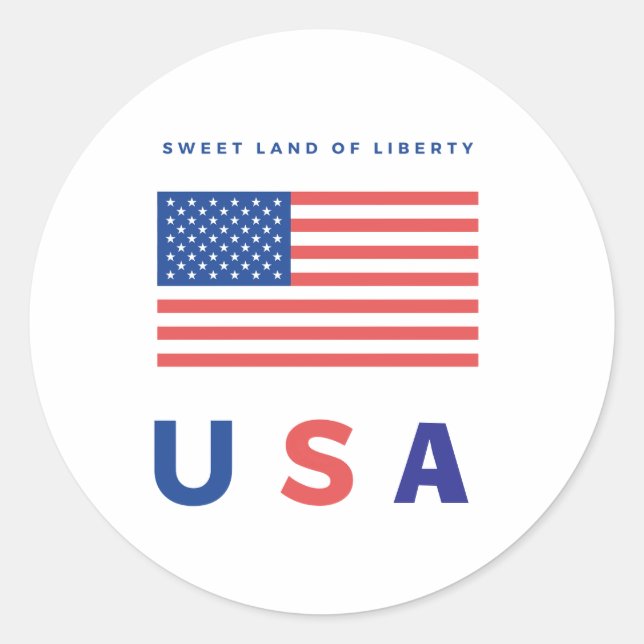 Pegatina Redonda Bandera estadounidense audaz (Anverso)