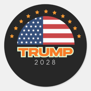 Pegatina Redonda Bandera estadounidense audaz de Trump 2028