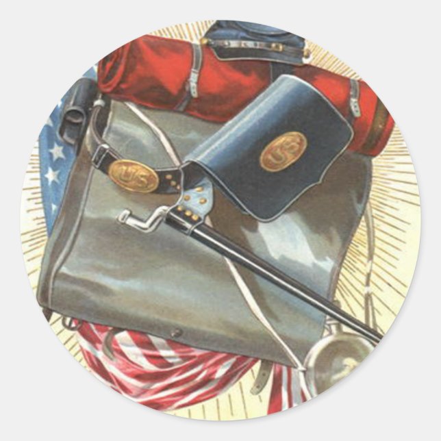 Pegatina Redonda Bandera estadounidense Bayonet Canteen (Anverso)