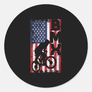 Pegatina Redonda Bandera estadounidense BMX para practicar deportes