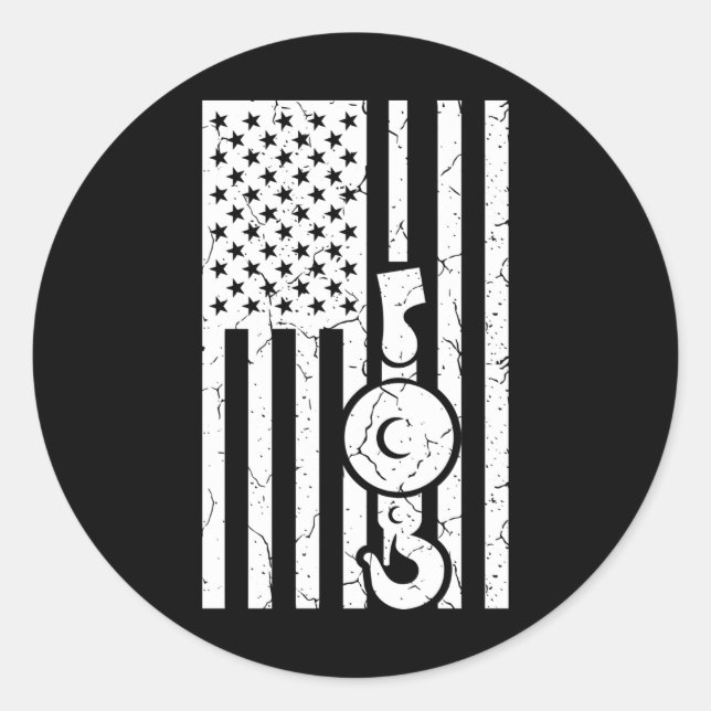 Pegatina Redonda BANDERA ESTADOUNIDENSE Camión de remolque de opera (Anverso)