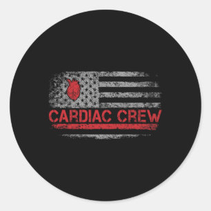Pegatina Redonda Bandera Estadounidense Cardiaca Cardiología Coche