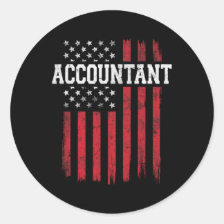 Pegatina Redonda Bandera estadounidense contadora Patriota de Estad