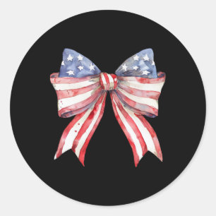 Pegatina Redonda Bandera Estadounidense Coquette American Girly 4 D
