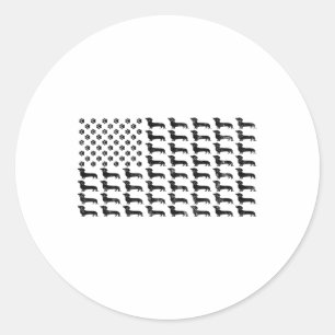 Pegatina Redonda Bandera estadounidense Dachshund Perro Paw Lover P