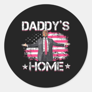 Pegatina Redonda Bandera estadounidense Daddys Home Trump 2024 Patr
