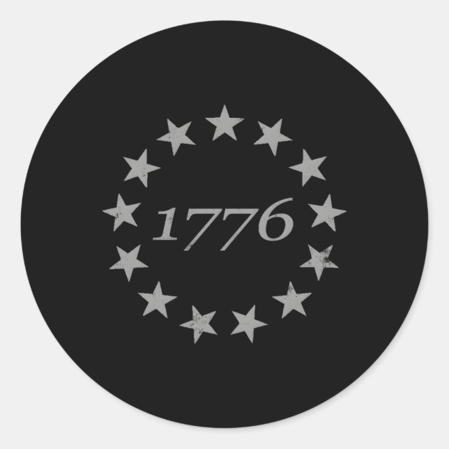 Pegatina Redonda Bandera estadounidense de 13 estrellas Betsy Ross  (Anverso)