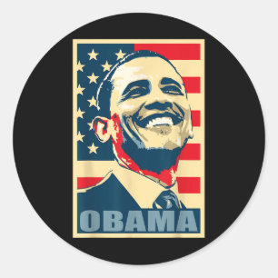 Pegatina Redonda Bandera estadounidense de Barack Obama: Demostraci