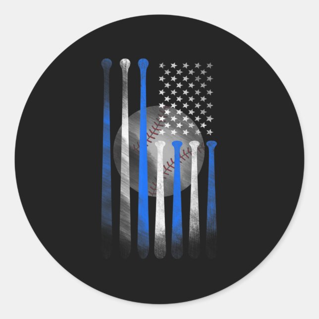 Pegatina Redonda Bandera estadounidense de béisbol bandera vintage  (Anverso)