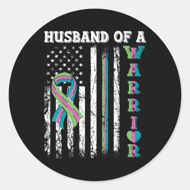 Pegatina Redonda Bandera Estadounidense De Cáncer De Mama Metastási (Anverso)