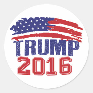 Pegatina Redonda Bandera estadounidense de Donald Trump