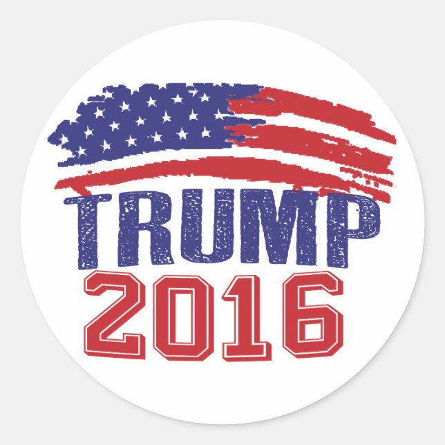 Pegatina Redonda Bandera estadounidense de Donald Trump (Anverso)