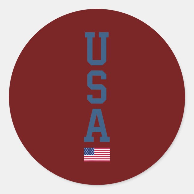 Pegatina Redonda Bandera estadounidense de Estados Unidos Texto ver (Anverso)