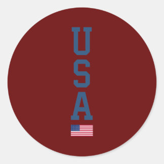 Pegatina Redonda Bandera estadounidense de Estados Unidos Texto ver