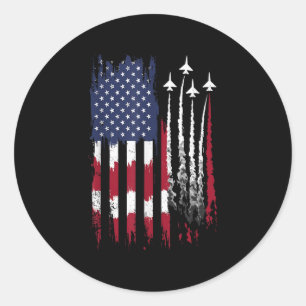 Pegatina Redonda Bandera estadounidense de la Fuerza Aérea Patrióti